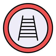 Railroad Crossing Line Color Icon