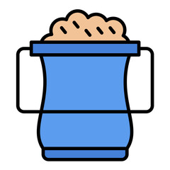 Sand Bucket Line Color Icon