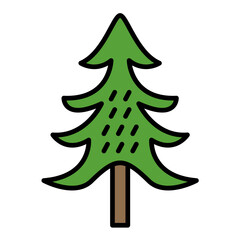 Evergreen Tree Line Color Icon