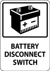 Battery Disconnect Switch Sign On White Background