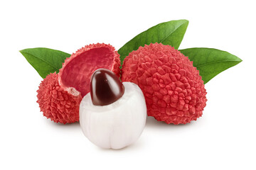 lychee fruit isolated on white background with full depth of field