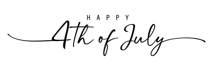 July fourth, Happy independence day lettering style. Template for 4th of July patriotic holiday. Vector illustration