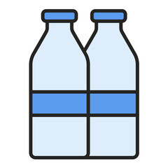 Milk Bottles Line Color Icon