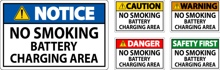 Danger Sign Battery Storage Area No Smoking