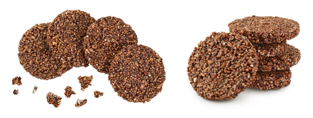 amaranth cookies with carob isolated on white background. Healthy food. Top view. Flat lay