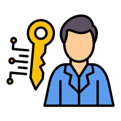 Key Person Line Color Icon