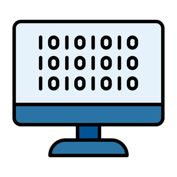 Binary Code Line Color Icon