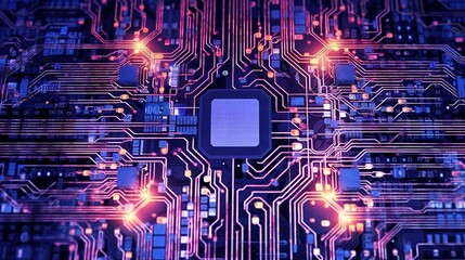 A abstract circuit computer mainboard. Generative ai.