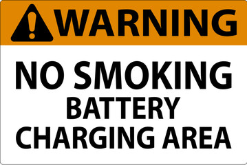 Naklejka na ściany i meble Warning Sign Battery Storage Area No Smoking