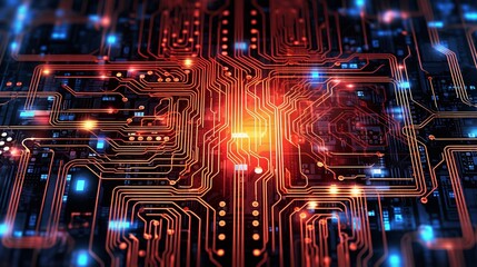A abstract circuit computer mainboard. Generative ai.