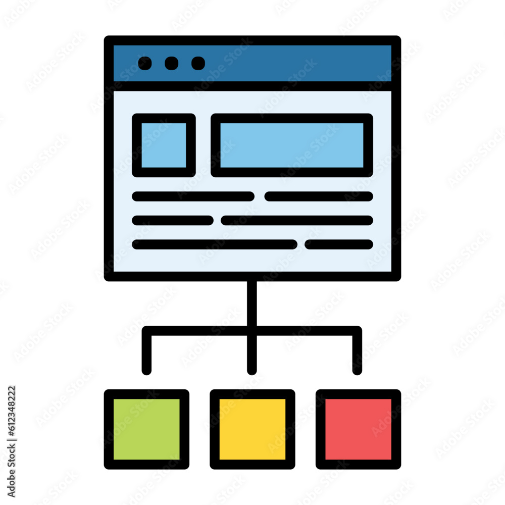 Poster website structure line color icon