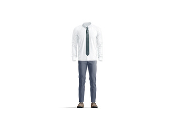 Casual business costume with dress shirt and neck tie mockup