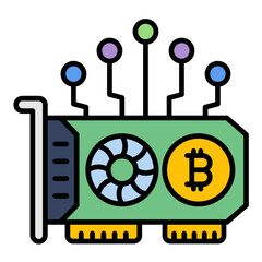 GPU Mining Line Color Icon