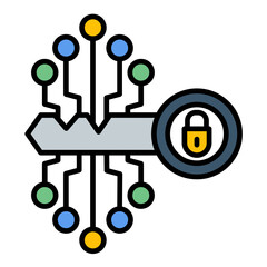 Private Key Line Color Icon