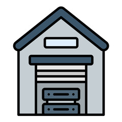 Data Warehouse Line Color Icon