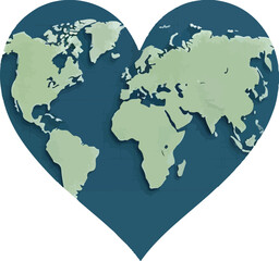 Heart-shaped earth globe, Map in heart