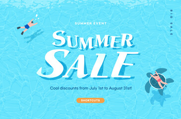 summer shopping typography. Web Banner. illustration  © 기원 이