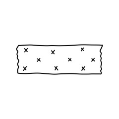 Washi tape strip with cute design isolated on white background. Scotch paper sticker. Vector hand-drawn illustration in doodle style. Perfect for cards, decorations, logo.