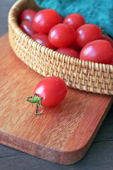 closeup of cherry tomatoes on the table