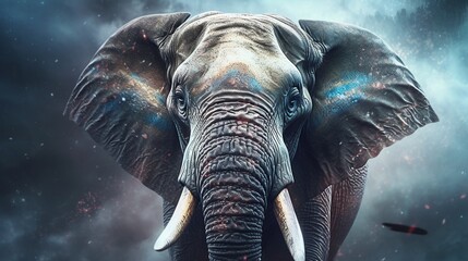 A realistic photo with a elephant close up. Generative ai.