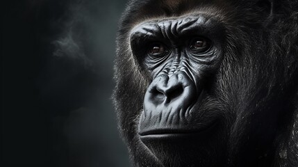 Obraz premium A realistic photo with gorilla close up. Generative ai.