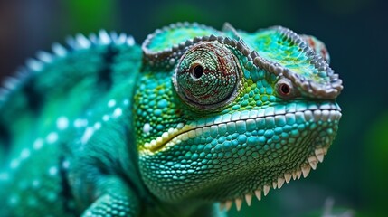 Obraz premium A realistic photo with a chameleon close up. Generative ai.