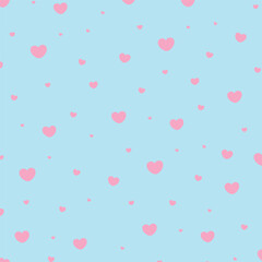 seamless pattern with pink hearts. Pink hearts seamless girlish background.