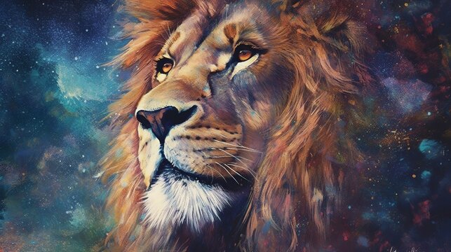 A realistic photo with a lion close up. Generative ai.