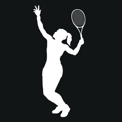 tennis girl player silhouette vector illustration