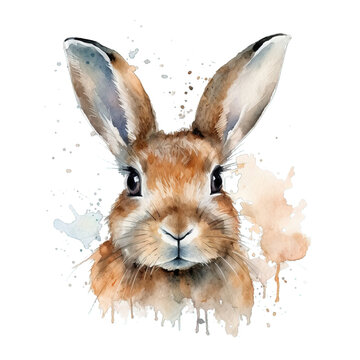Aquarell-Handzeichnung eines Hasen: Niedliches Tiermotiv in zarten Wasserfarben