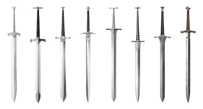 Set of swords isolated on transparent background - Generative AI