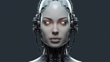 A female robot face ai. Generative ai.