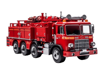 Fire Engine Truck Isolated on Transparent Background. Generative AI