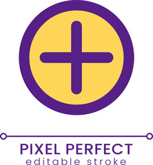 Obraz premium Add button pixel perfect RGB color ui icon. Website interactive element. Simple filled line element. GUI, UX design for mobile app. Vector isolated pictogram. Editable stroke. Poppins font used
