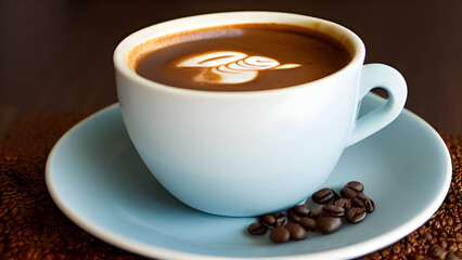Fototapeta premium cup of coffee with beans