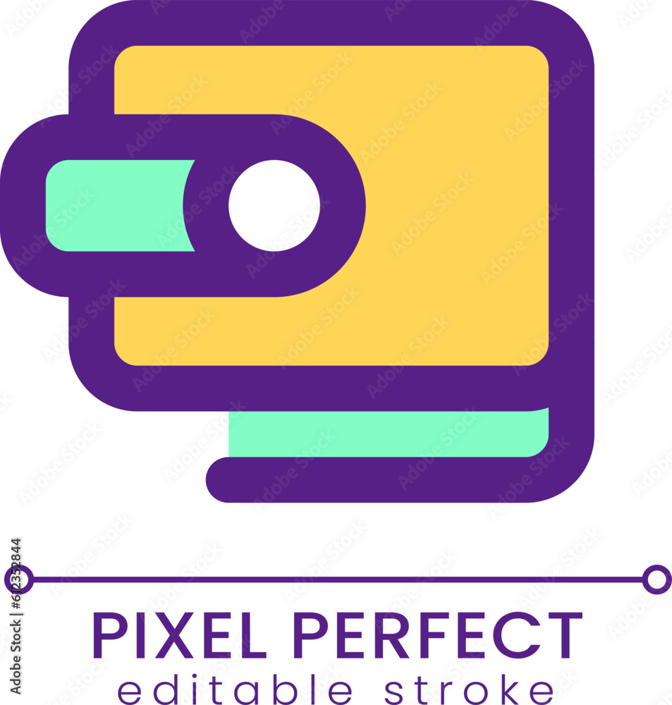Poster Wallet pixel perfect RGB color ui icon. Online payment service. Simple filled line element. GUI, UX design for mobile app. Vector isolated pictogram. Editable stroke. Poppins font used