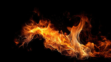 Fototapeta na wymiar Fire flames on black background. Generative Ai