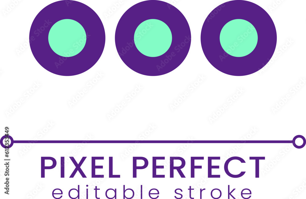 Poster more options button pixel perfect rgb color ui icon. website circle elements. simple filled line ele