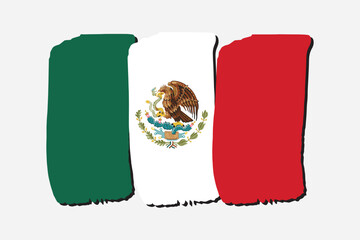 Mexico Flag with colored hand drawn lines in Vector Format