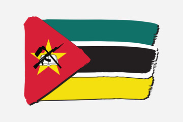 Mozambique Flag with colored hand drawn lines in Vector Format