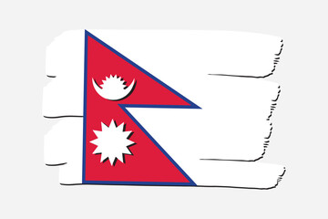 Nepal Flag with colored hand drawn lines in Vector Format