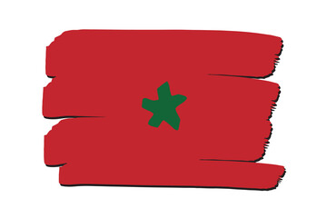 Morocco Flag with colored hand drawn lines in Vector Format