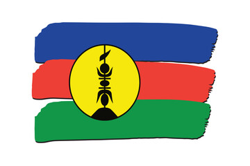 New Caledonia Flag with colored hand drawn lines in Vector Format