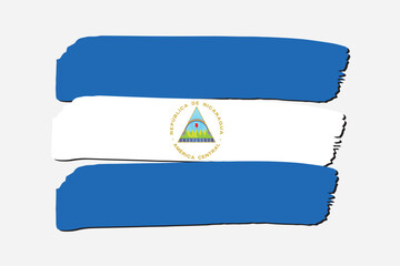 Nicaragua Flag with colored hand drawn lines in Vector Format