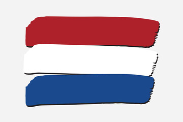Netherlands Flag with colored hand drawn lines in Vector Format
