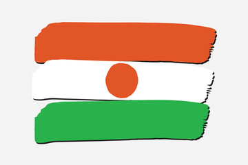 Niger Flag with colored hand drawn lines in Vector Format