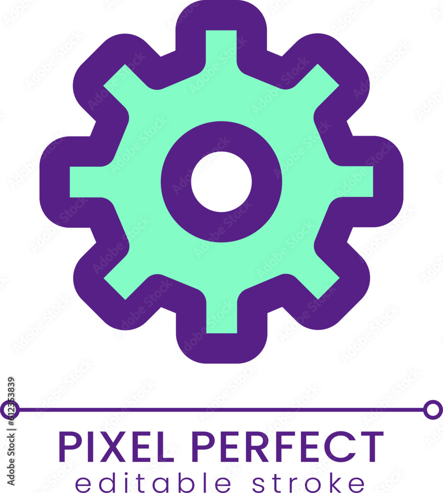 Poster cogwheel pixel perfect rgb color ui icon. access to setups. technical settings. simple filled line e