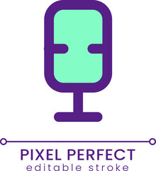 Obraz premium Microphone pixel perfect RGB color ui icon. Recording audio. Mobile app. Simple filled line element. GUI, UX design for mobile app. Vector isolated pictogram. Editable stroke. Poppins font used