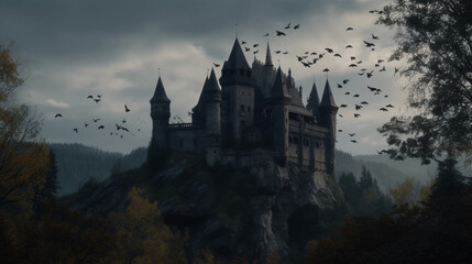 Dark gothic castle. Generative AI