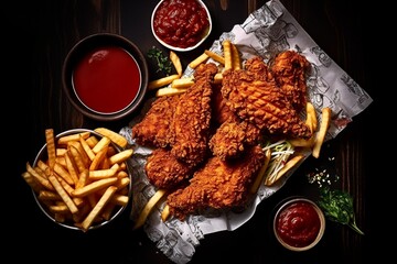 Fries and chicken